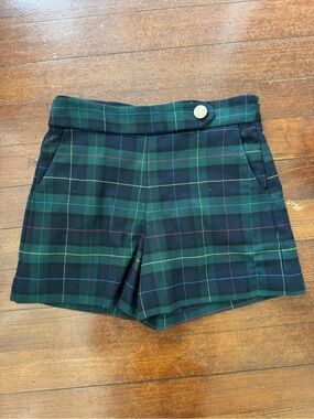 Kids Plaid Green & Navy Tailored Shorts